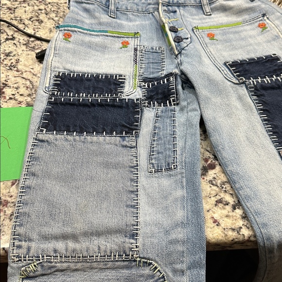 Free People Vintage, Patchwork Jeans. Sz 27 - Picture 6 of 9